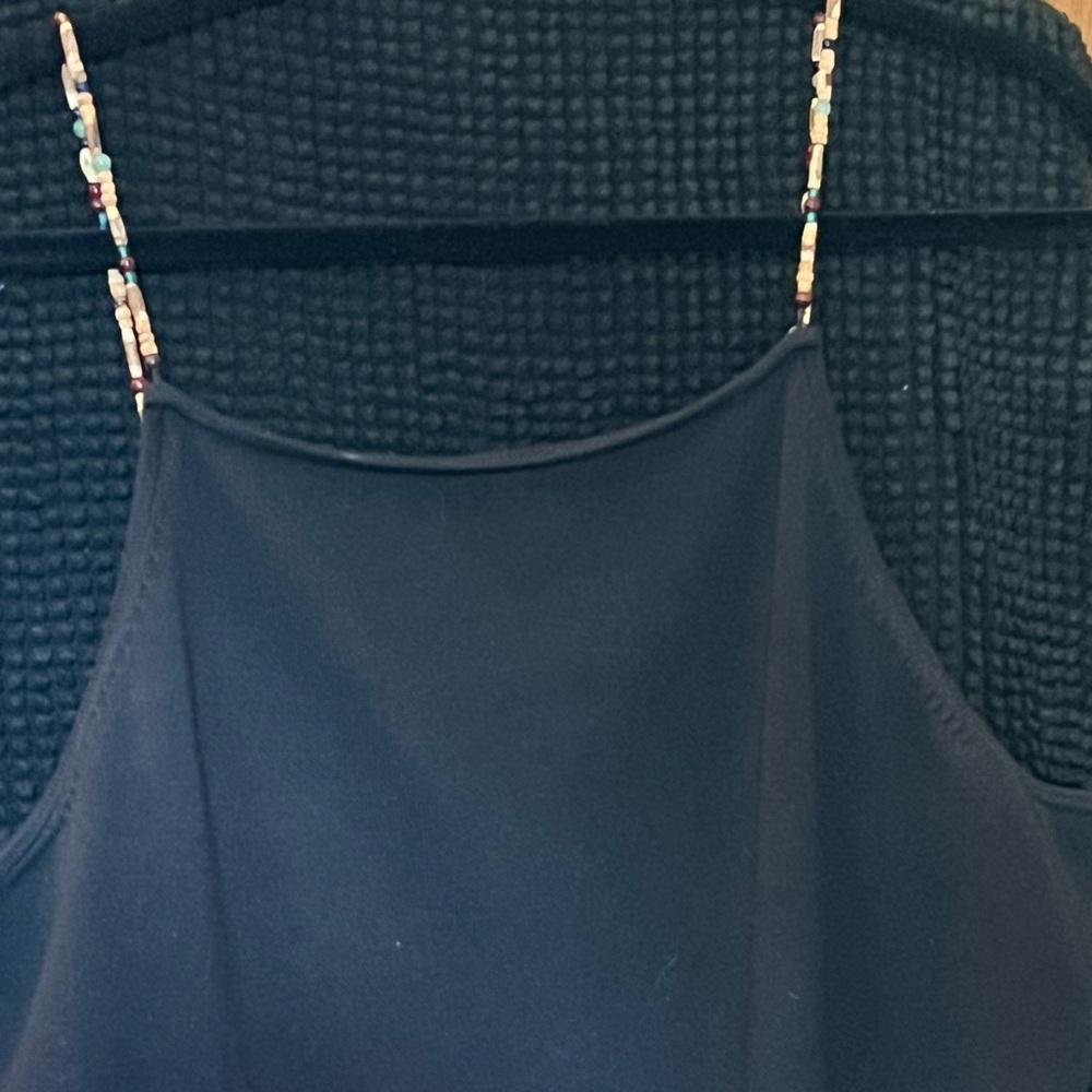 Adorable Lauren black beaded strap tank top cami